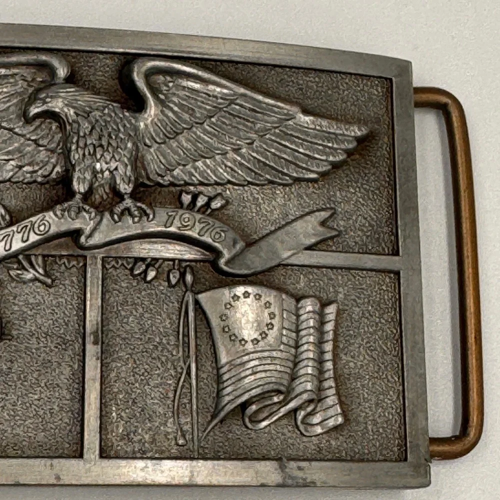 Vintage Bicentennial 1776-1976 Eagle Liberty Bell American Heritage Belt Buckle